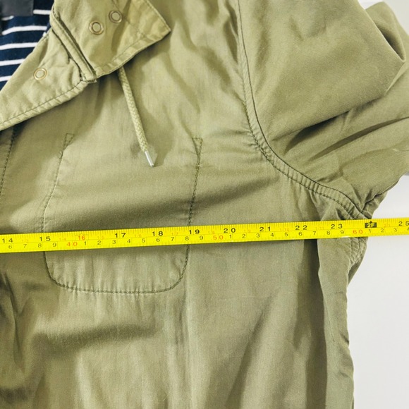 J. Crew Green Olive Fatigue Military Long Adjustable Waist Hooded Jacket Women L - Picture 10 of 12
